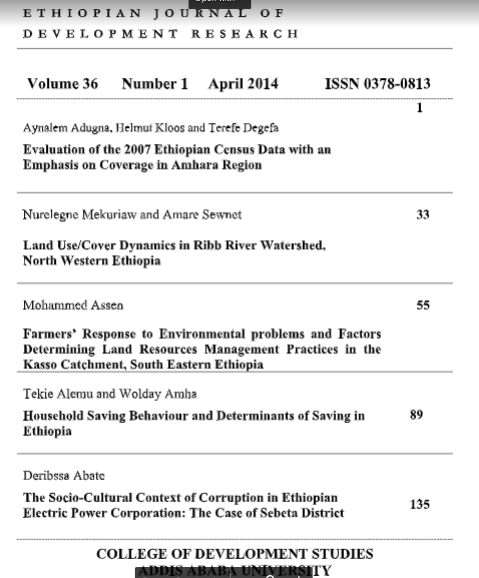 					View Vol. 36 No. 1 (2014): Ethiopian Journal of Development Research
				
