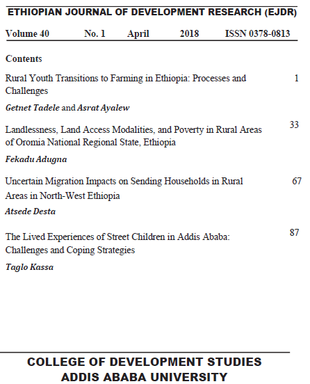 					View Vol. 40 No. 1 (2018): Ethiopian Journal of Development Research
				