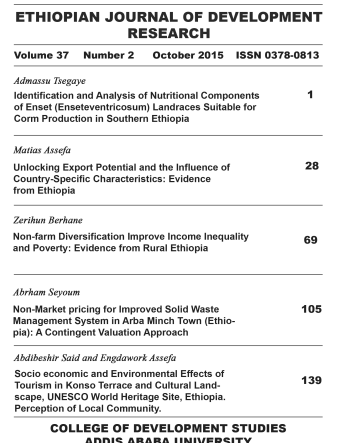 					View Vol. 37 No. 2 (2015): Ethiopian Journal of Development Research
				