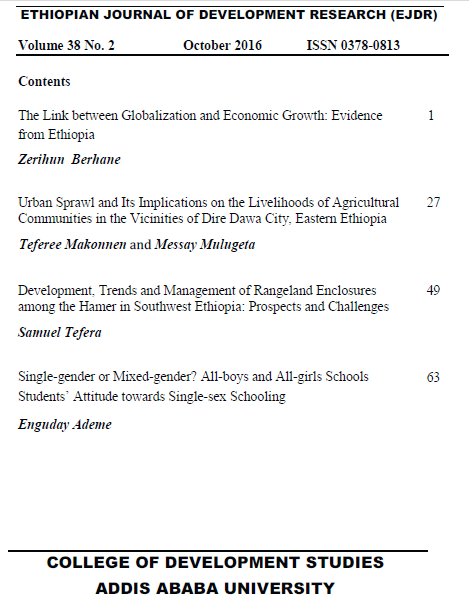 					View Vol. 38 No. 2 (2016): Ethiopian Journal of Development Research
				