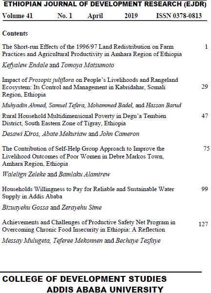 					View Vol. 41 No. 1 (2019): Ethiopian Journal of Development Research
				
