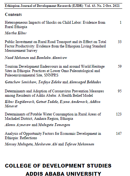 					View Vol. 43 No. 2 (2021): Ethiopian Journal of Development Research 
				