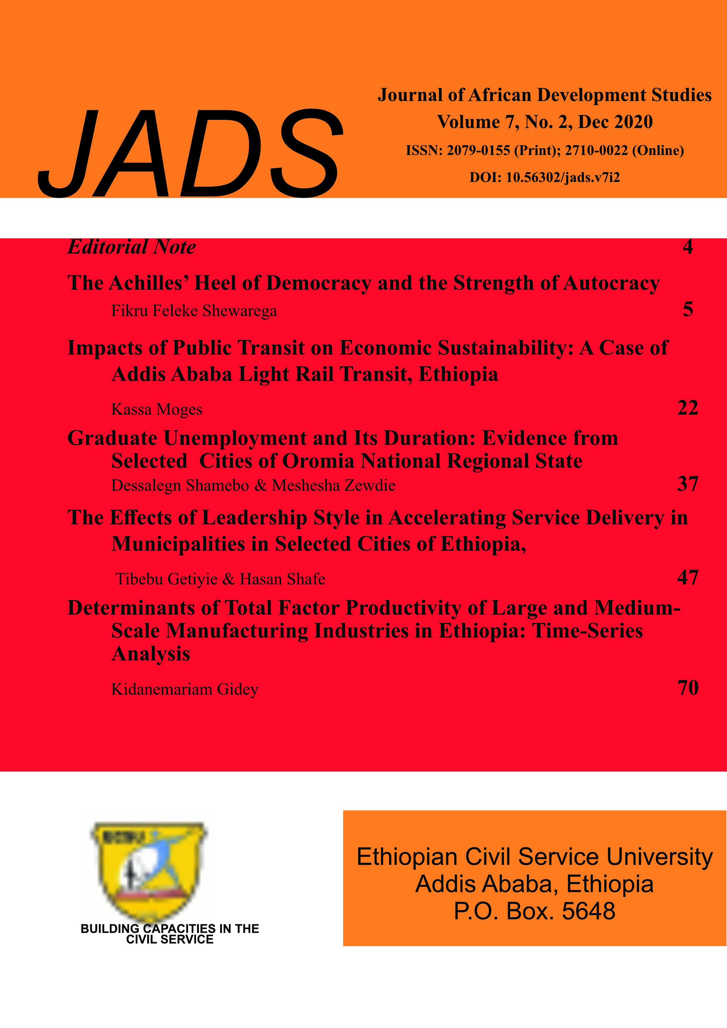 					View Vol. 7 No. 2 (2020): Journal  African of Development Studies
				
