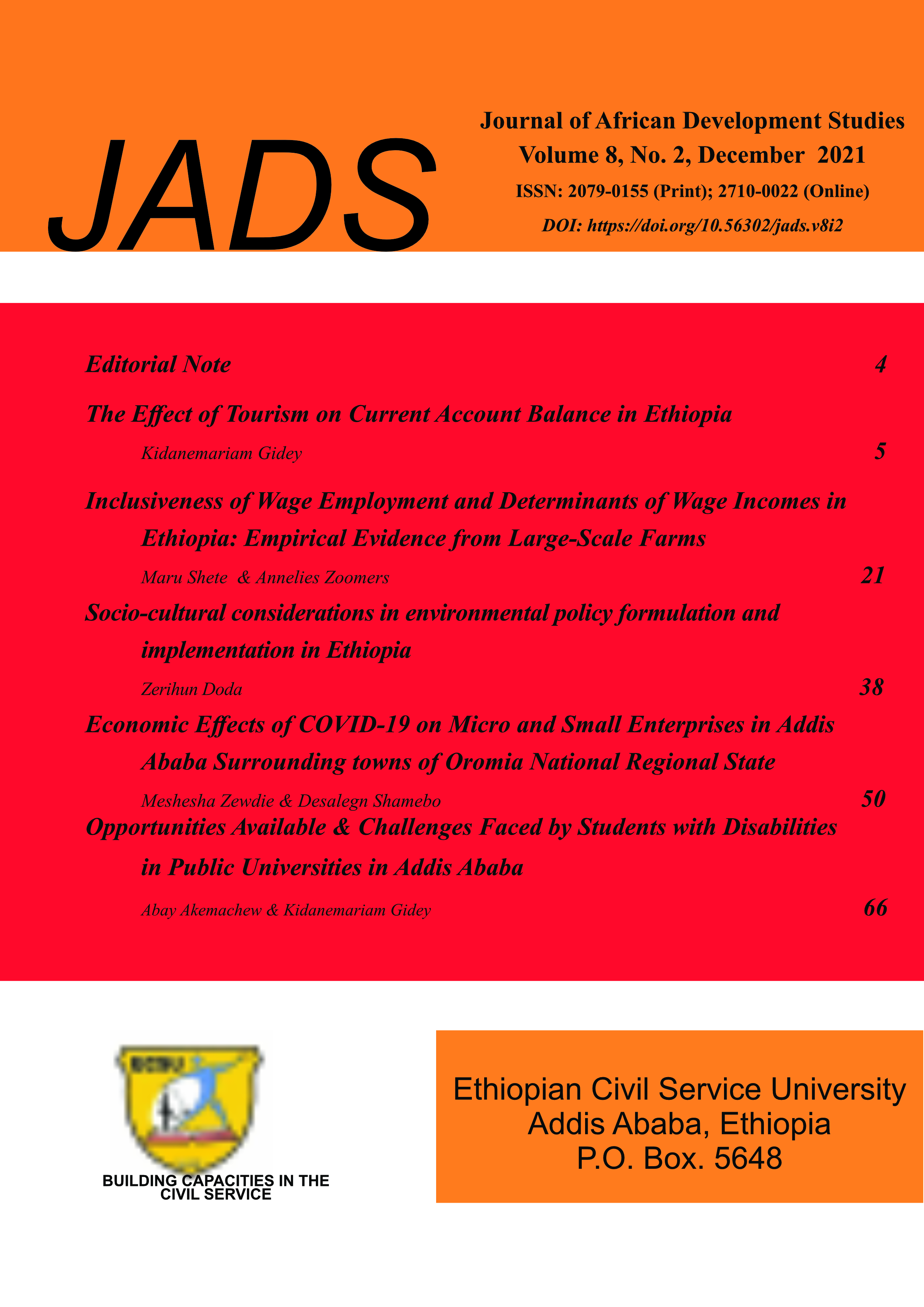 					View Vol. 8 No. 2 (2021): Journal African of Development Studies
				
