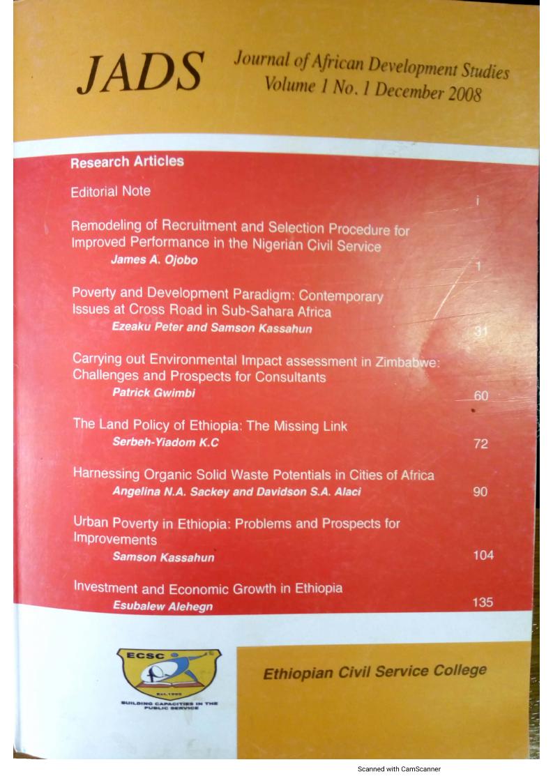 					View Vol. 1 No. 1 (2008): Journal of African Development Studies
				