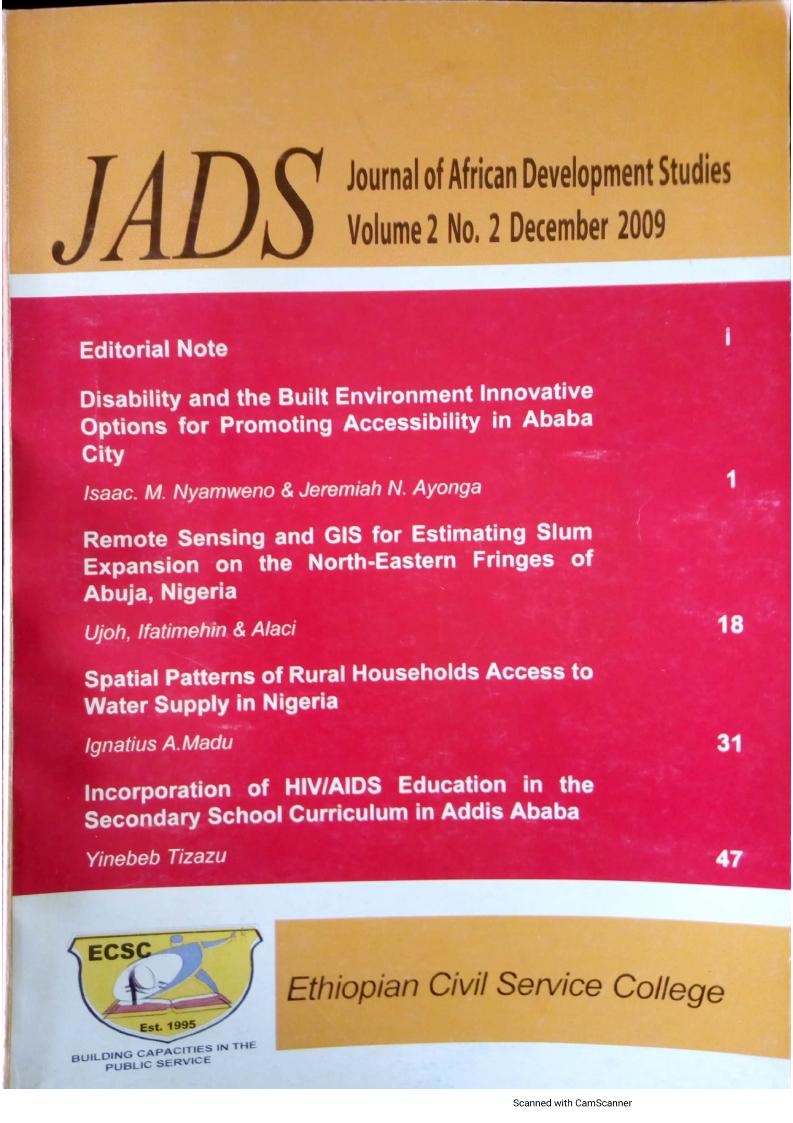 					View Vol. 2 No. 2 (2009): Journal of African Development Studies
				