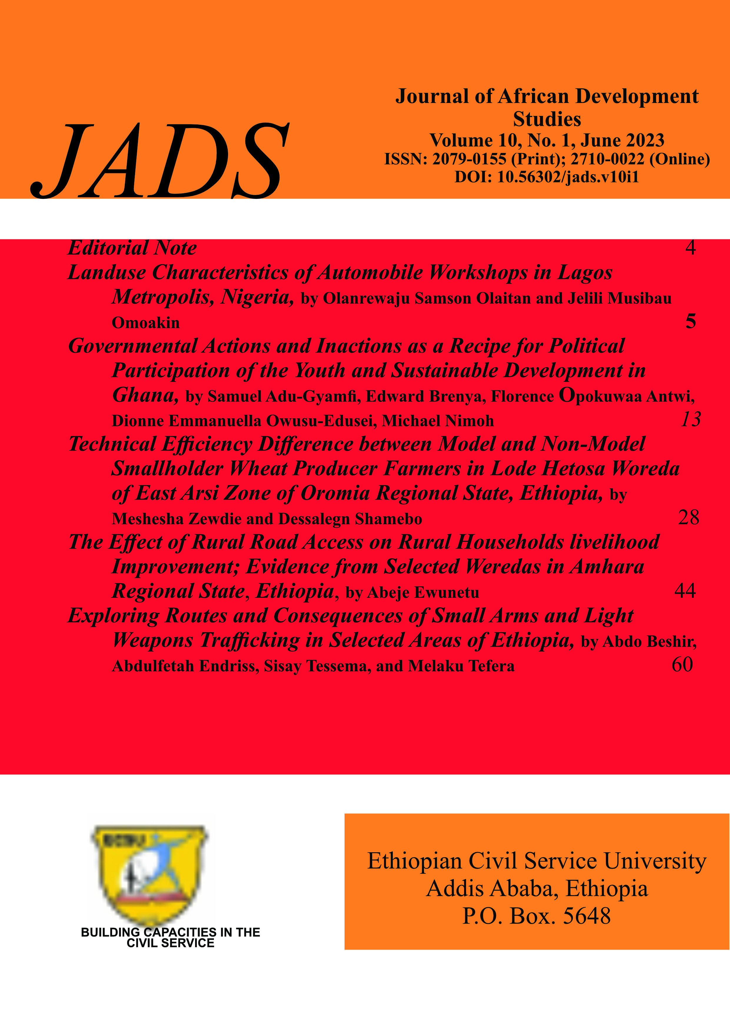					View Vol. 10 No. 1 (2023): Journal of  African Development Studies
				